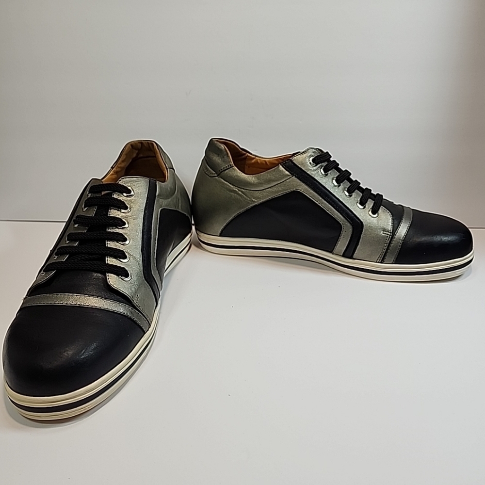 Toto Mens Shoes 8.5 Invisible Height Increasing Elevator Black Metallic Gray Y2K